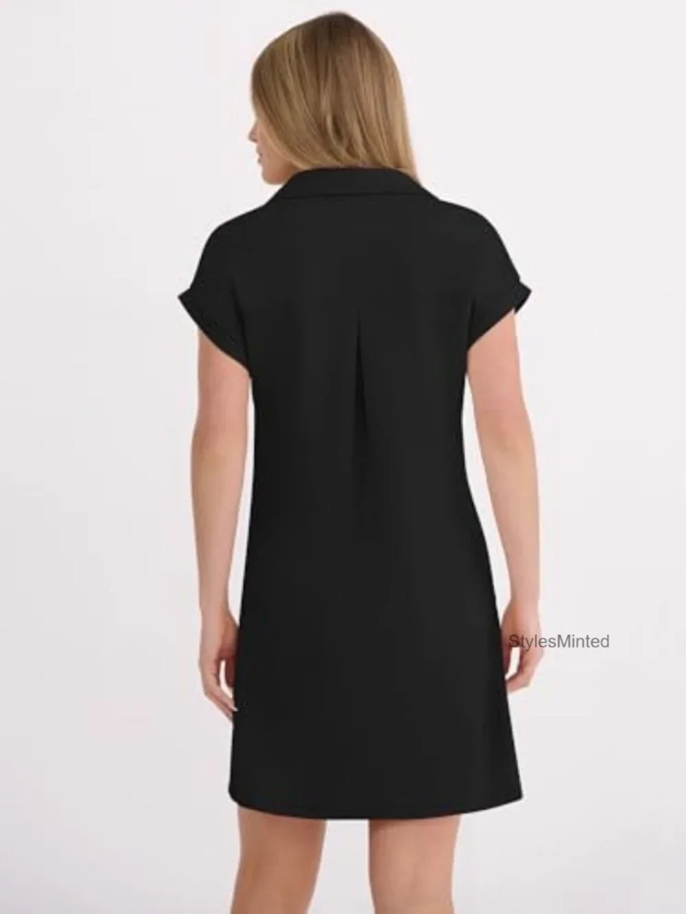 Women's Casual V-Neck Cap Sleeve Mini Dress with Pockets